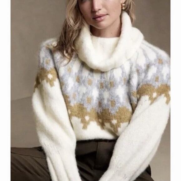 Banana Republic Sweaters - Banana Republic Fair Isle Alpaca Blend Cowl Oversized Turtleneck Sweater